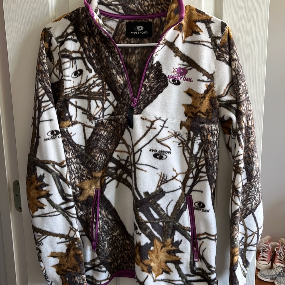 Mossy Oak Camo and purple quarter zip